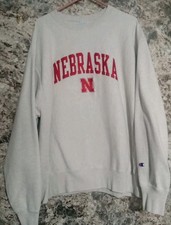 Vintage Nebraska Huskers Gray Sweatshirt, Size XL, Champion Reverse Weave, Nice