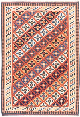 Kelim Kashkouli Teppich 208x298 cm handgewebt Wolle Persien Unikat Neu