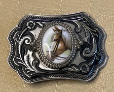Classic Western Horse Head Belt Buckle Cowboy Cowgirl Rancher Vtg 80s -A