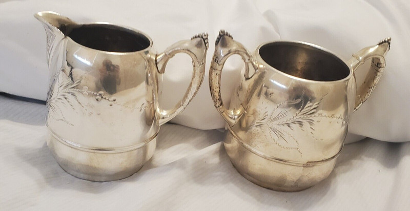 Silver-Plated Etched Open Sugar and Creamer Set, 1875-1920 Standard Watch Co.