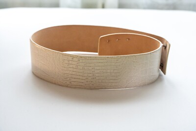 MaxMara Leather Belt Wide Beige Ivory Animal Print Size  display picture 2