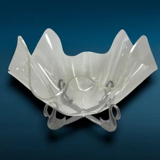 Vintage 1986 Arthur Court Wavy Clear Acrylic Serving Bowl Swan Aluminum Stand