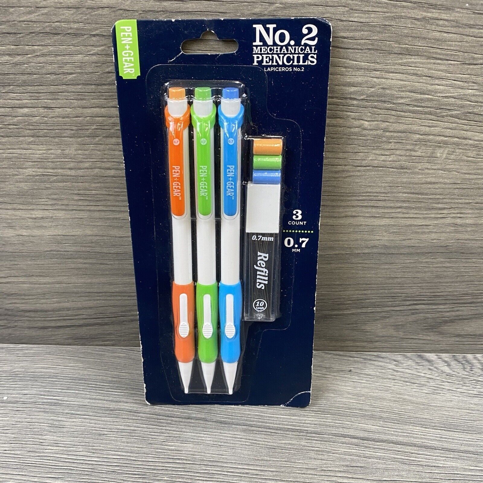Mechanical Pencils Pen + Gear No 2, 0.7 mm With 10 Refills, 3 Erasers-image