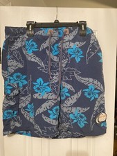 NAUTICA Tropical Flower Shorts Swim Trunks Mens Size L Large Color Blue.