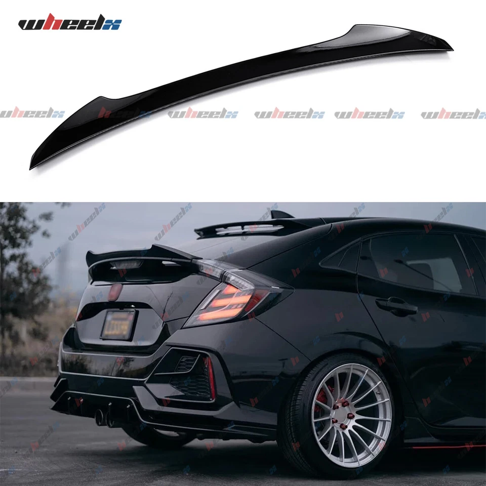 Alerón trasero negro brillante para Honda Civic Hatchback tipo R 2016-2021 Foto 4 de 4