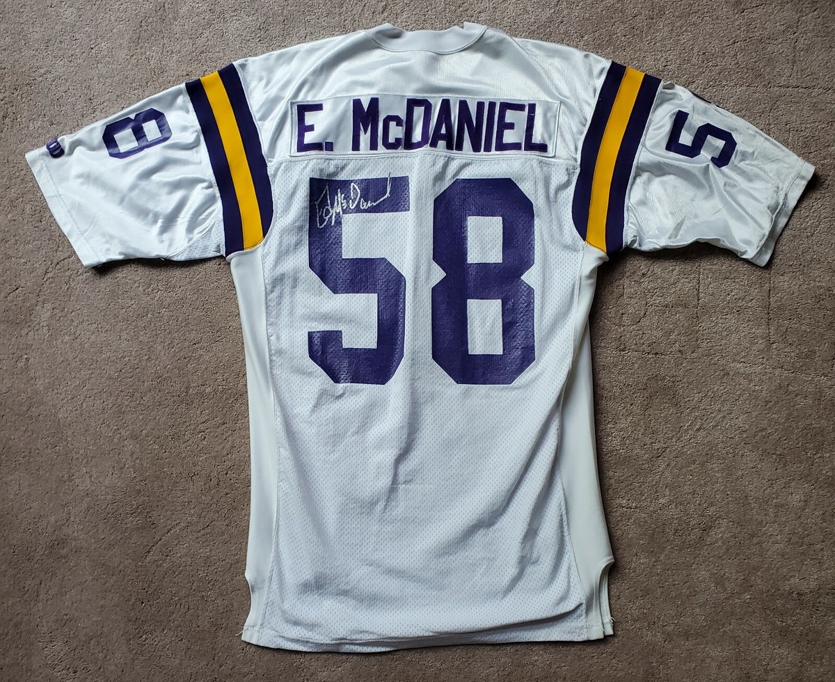 Vintage Minnesota Vikings #58 Ed McDaniel Autographed Game USED