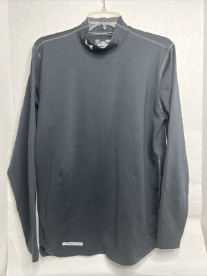 Under Armour Cold Gear Compression Shirt Men's Large Black Long Sleeve Mock  Neck