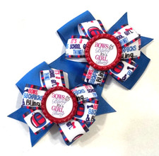 Beautiful set of two Bows and Bling Its a Girl Thing inspired pigtail hairbows.