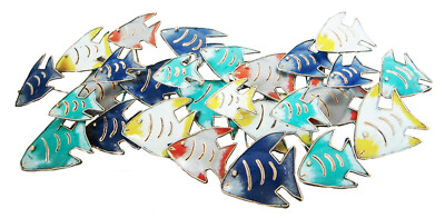 Wandbild aus Metall - BUNTER Fischschwarm aus Stahl - 3-dimensional 73 cm lang 