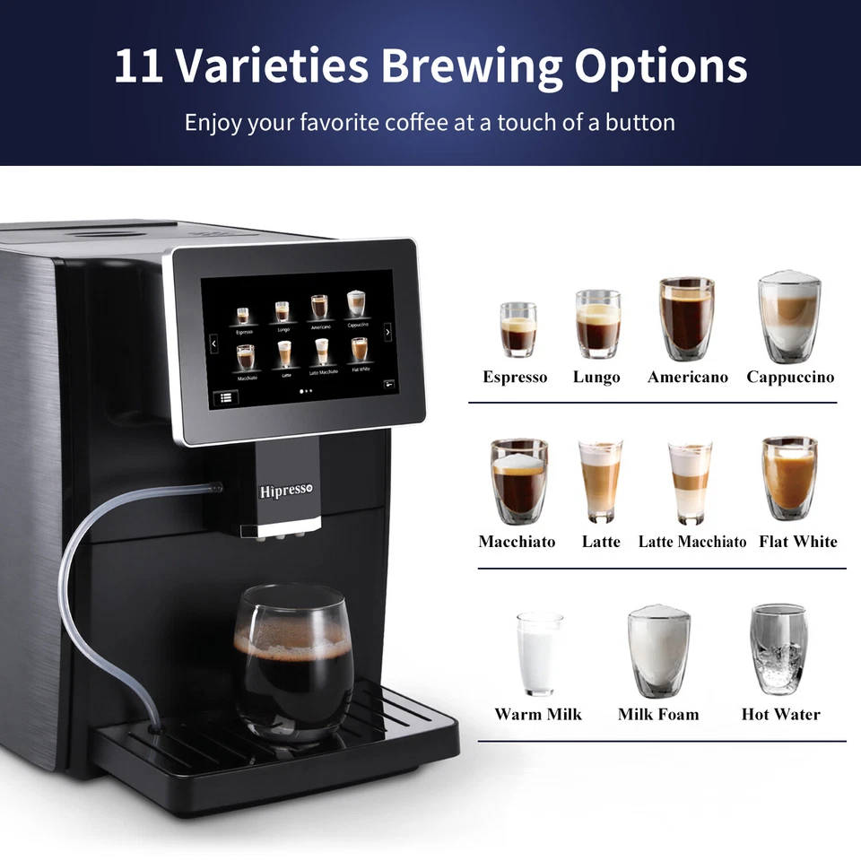 Máquina de café espresso súper automática Hipresso - pantalla grande HD TFT de 7 pulgadas  Foto 3 de 4