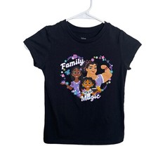 Disney Encanto Shirt Girl's Small 6/6X Black Mirabel Family Short Sleeve