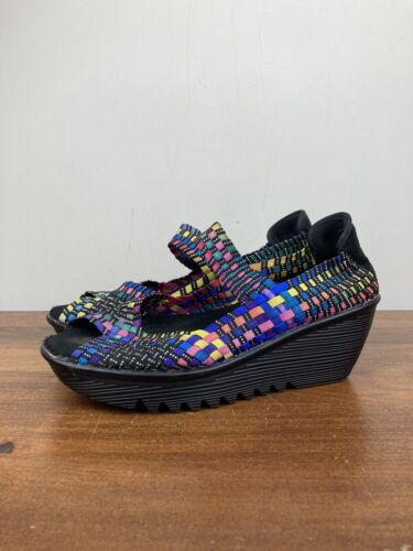 BERNIE MEV Comfi Multicolor Basket Weave Slip On Wedge Open Toe Women’s 39/8.5