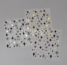 3Sheets Black Gold Silver Star Sun French Tips Nail Stickers Manicure NH18