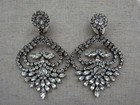 HUGE Vintage KENNETH LANE Clear Rhinestone Chandelier Clip On Earrings - Signed  — photo 1