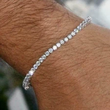 14k White Gold Plated 4.00CT REAL VVS2 Moissanite Wedding Tennis Bracelet 7.25"