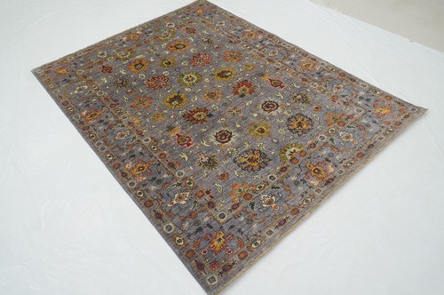 5 x 7 ft Gray Afghan Hand Knotted Veg dyes Wool Transitional Area Rug - Picture 2 of 20