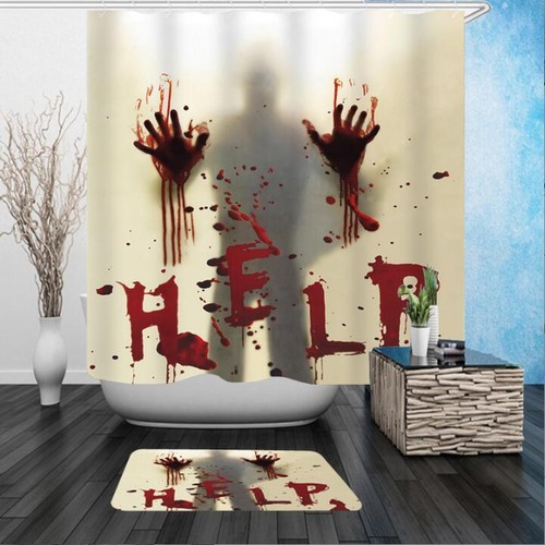 Halloween Thema Kürbis Dusche Vorhang Set wasserdicht Stoff Badezimmer mit 12 Haken - Bild 2 von 11