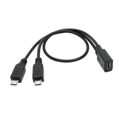 Micro USB Splitter Cable, 1Female to 2Male Splitter Extension Charging Cord