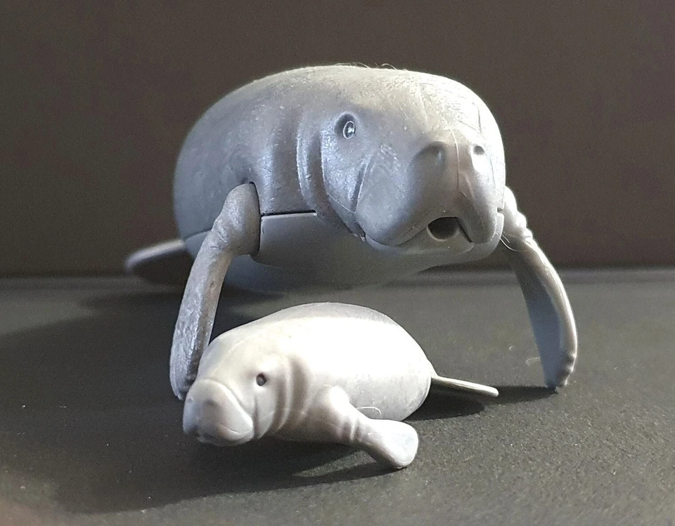 PLAYMOBIL LE LAMANTIN GRIS + LE BEBE ANIMAUX ANIMAL SAUVAGES MARIN MER ICEBERG - Photo 1/4