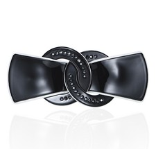 Bow Black Rhinestone Crystal Hair Clip Barrette Ponytail Holder B7781B