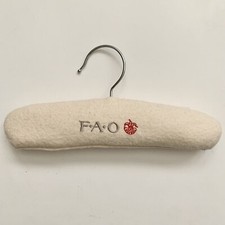 FAO Schwarz Cloth Hanger Embroidered Clown Logo 10  Beige Gray Red Jester