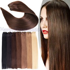 Double Weft Weave Machine Sewing Real Human Hair Weft Extensions Full Head 100g