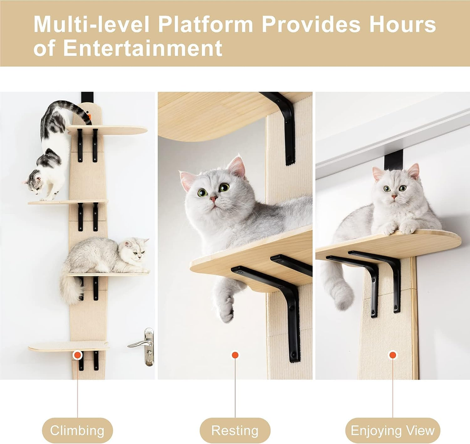 4Levels Door Hanging Cat Climber Door Mounted Vertical Cat Tree Tower with Carp eBay