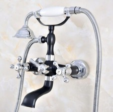 Black Chrome Brass Bath Claw foot Tub Faucet / Filler With Hand Shower sna616