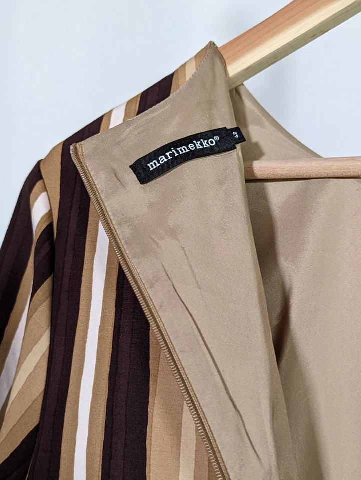 Marimekko Unna Brown Abstract Geometric Brown Multicolor Shift Dress 42 - Image 4 of 4