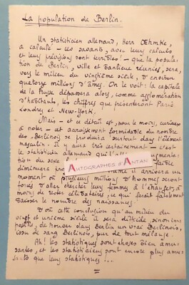   Thierry SANDRE manuscript ''The population of Berlin'' Herr OEhmke statistician