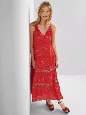 open lace back dress Red Frill Sleeve Layla Midi Dress