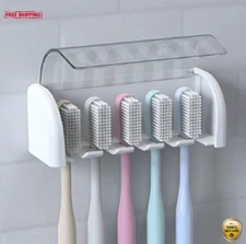 1pc Wall-Mounted Toothbrush Holder - No Drilling, Bathroom Organizer - NEW