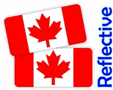 2x REFLECTIVE Canada Flag Hard Hat Stickers Decals | Can Canadian Flags (pair)