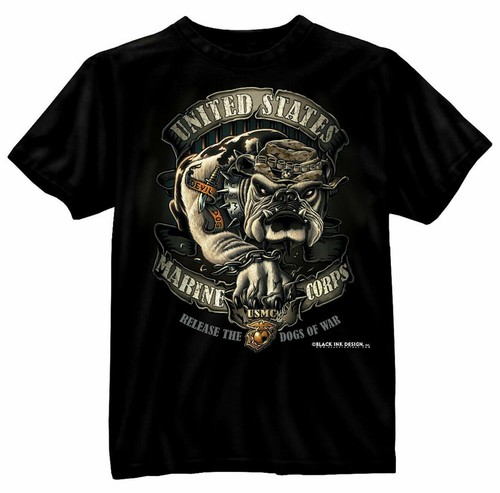 USMC Marine Corps Bulldog Military Tee Shirt Black Rothco 80330 - Picture 4 of 6