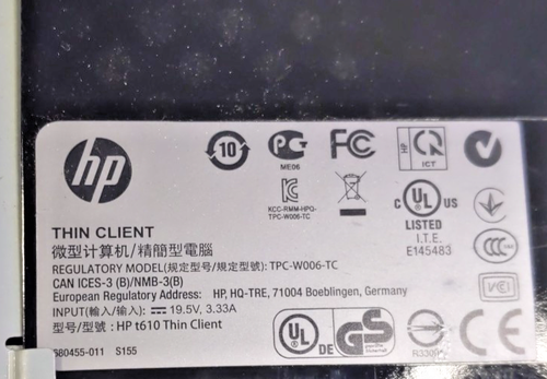 HP t610 Thin Client AMD T56N 1.65GHz 4GB RAM,16GB Flash Windows Based, OS Locked - Picture 5 of 19