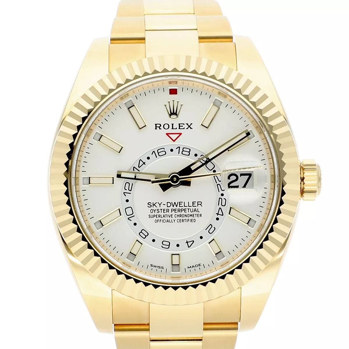 Rolex Sky Dweller 42mm White Dial 18K Yellow Gold 326938 BOX
