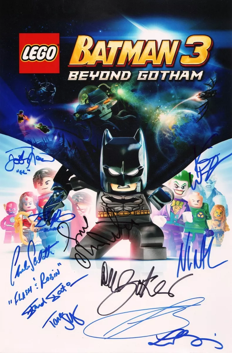 ~~ LEGO BATMAN 3 Cast(x11) Authentic Hand-Signed TROY BAKER 11x17 photo ~~