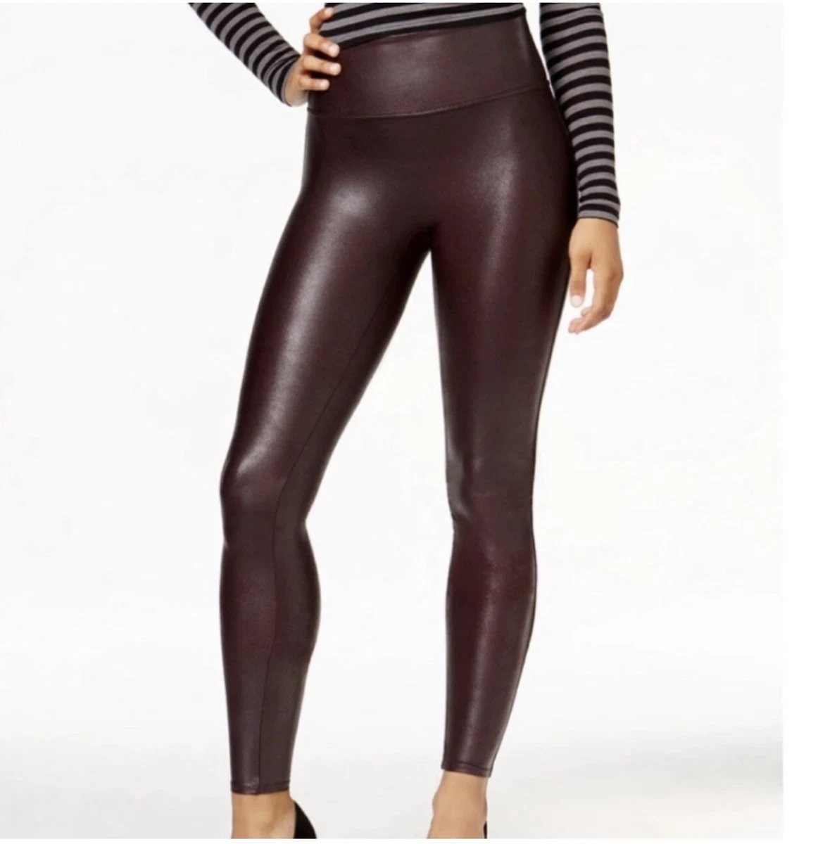 SPANX Faux Leather Shiny LEGGINGS-Burgundy Wine /burgundy 🔥