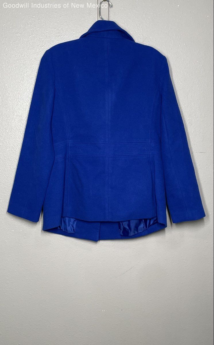 JM Collection Womens Blue Solid Button Front Jack… - image 4