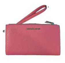 Michael Kors Pink Zip-Around Wristlet Wallet w/ Logo Strap, Credit Card Slots