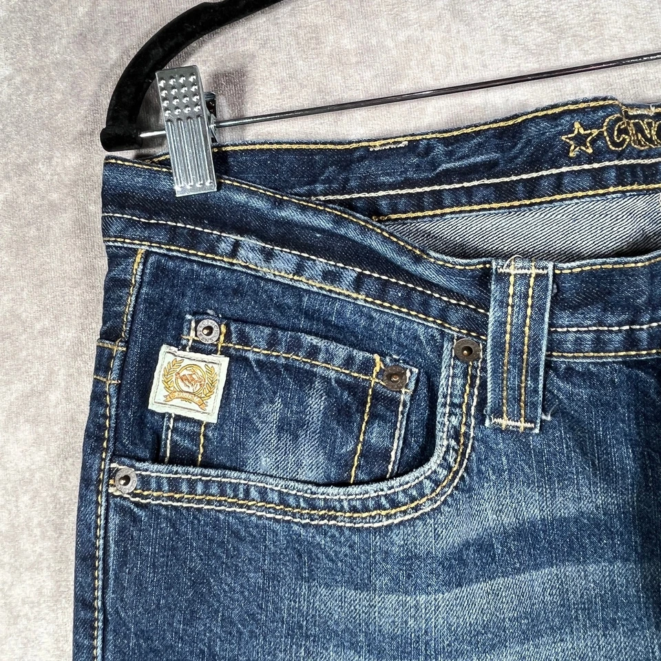 Cinch Dally White Label Jeans Men 35X34 Blue Denim Dark Wash Distressed Straight - Image 4 of 4