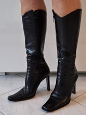 Damen Leder-Stiefel schwarz, Gr.38