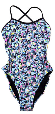 THR Trinity Fit Durafast Prism Break Swimsuit Size M (34) Black/Multi NWT