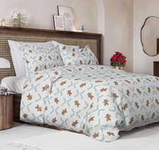 Gingerbread Man Christmas Duvet Cover Set - Queen Size with Pillow Shams