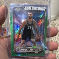 Topps Chrome 2024 Sandro Mamukelashvili Green Refractor #186 San Antonio Spurs