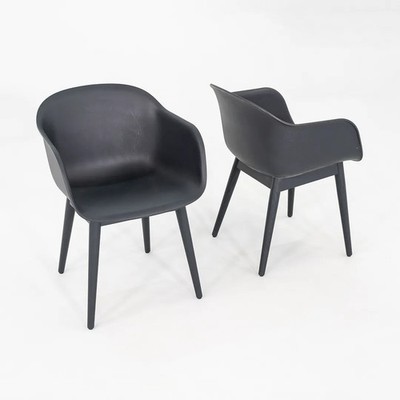 2025 Iskos Berlin for Muuto Fiber Arm Chair with Oak Legs in Black 7x Available