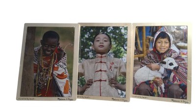 Melissa & Doug Wooden Puzzle Set Cultural Clothing Peruvian Chinese Kenyan Kids