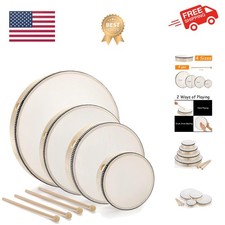 4 Pack Hand Drum 12 Inch 10 Inch 8 Inch 6 Inch Wood Drum Set Musical Percussi...