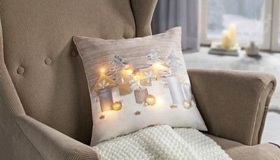 Weltbild LED Cushion Cover Candle Magic Advent Decor Christmas 40x40cm