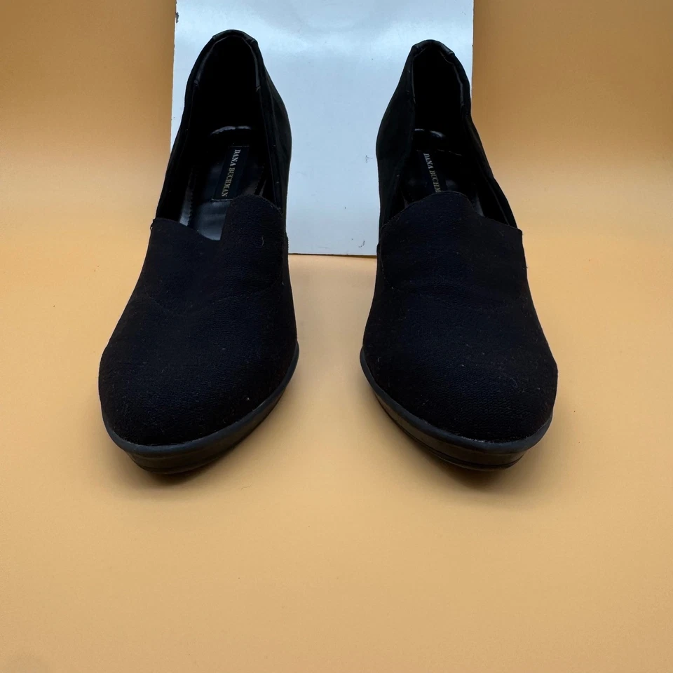 Zapatos sin cordones Dana Buchman de gamuza negros con tacón ancho para mujer talla 7,5 Foto 3 de 4